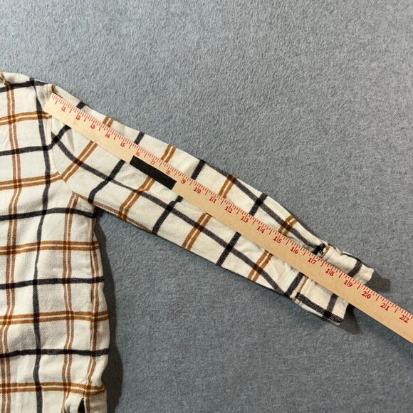 Madewell Shirt Womens S Ivory Ginger Navy Plaid Oversized Flannel Boyfriend - Picture 7 of 10